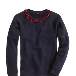 J. Crew Navy Sweater with Red Embellishments At Collar Size Small
